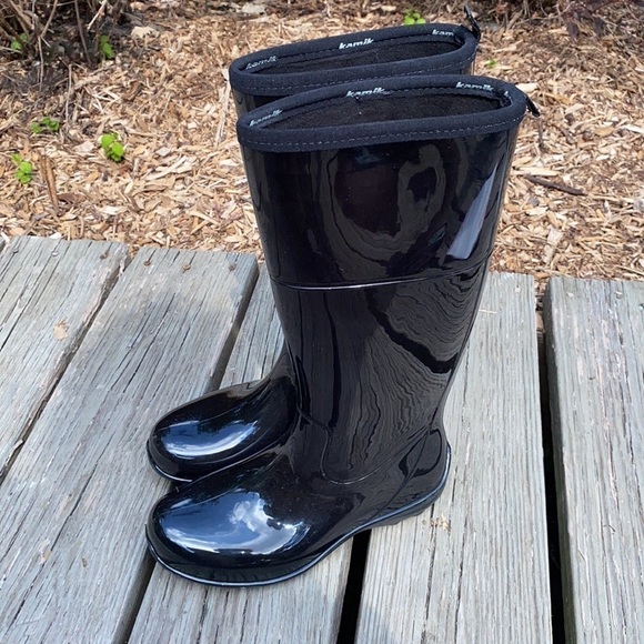 Kamik tall boots black rain size 6 NEW - Picture 2 of 9